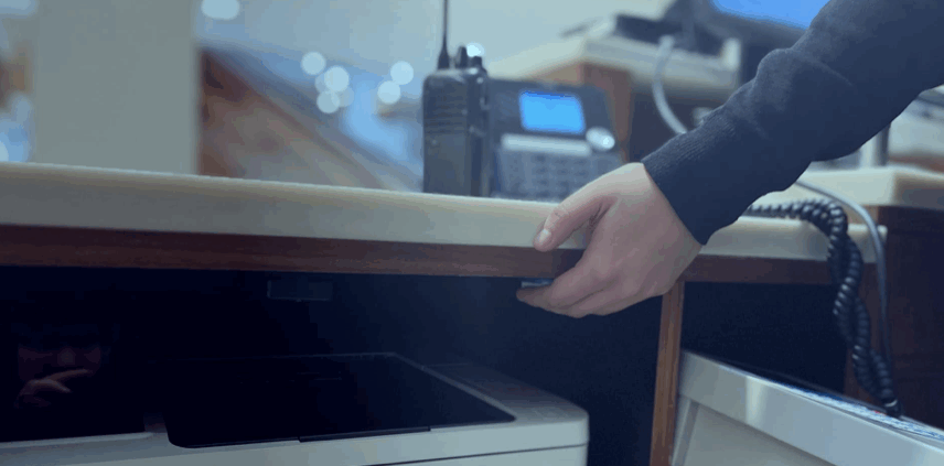 Panic button at the Reception desk