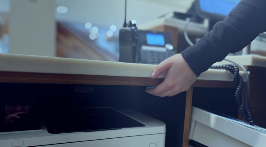 Panic button at the Reception desk